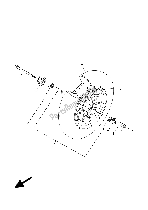 All parts for the Front Wheel of the Yamaha CW 50 2014