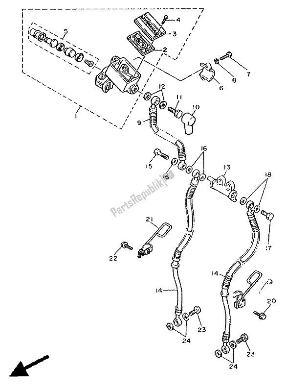 All parts for the Front Master Cylinder of the Yamaha XV 1100 Virago 1992