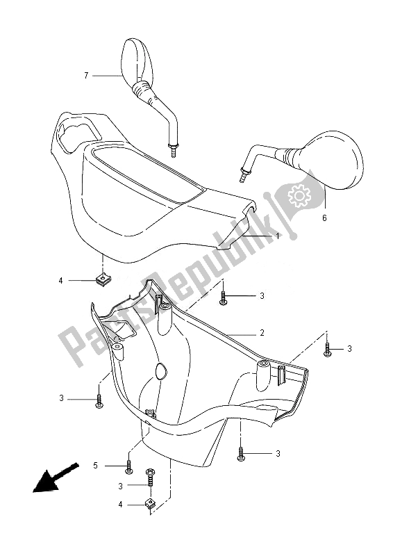 All parts for the Cowling 1 of the Yamaha CW 50E 2013