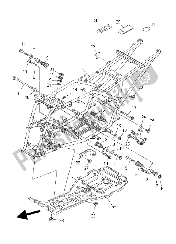 Tutte le parti per il Telaio del Yamaha YFM 350 Grizzly 2X4 2008