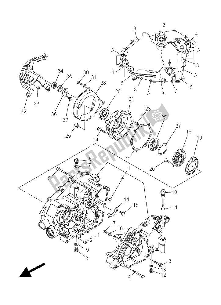 All parts for the Crankcase of the Yamaha YFM 450 Fwad IRS Grizzly 4X4 2015