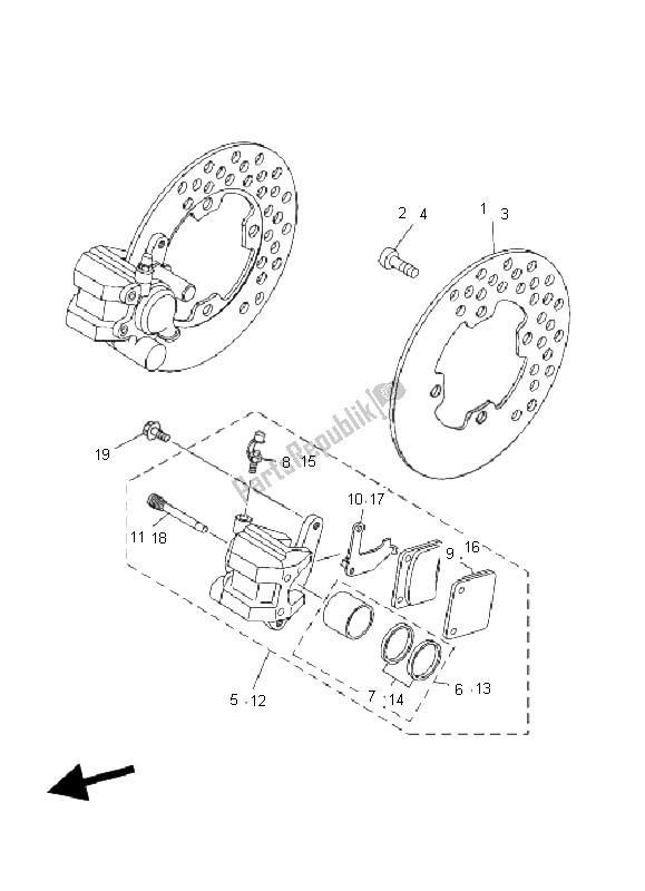 Wszystkie części do Zacisk Hamulca Przedniego Yamaha YFM 450 FA Kodiak 4X4 2006