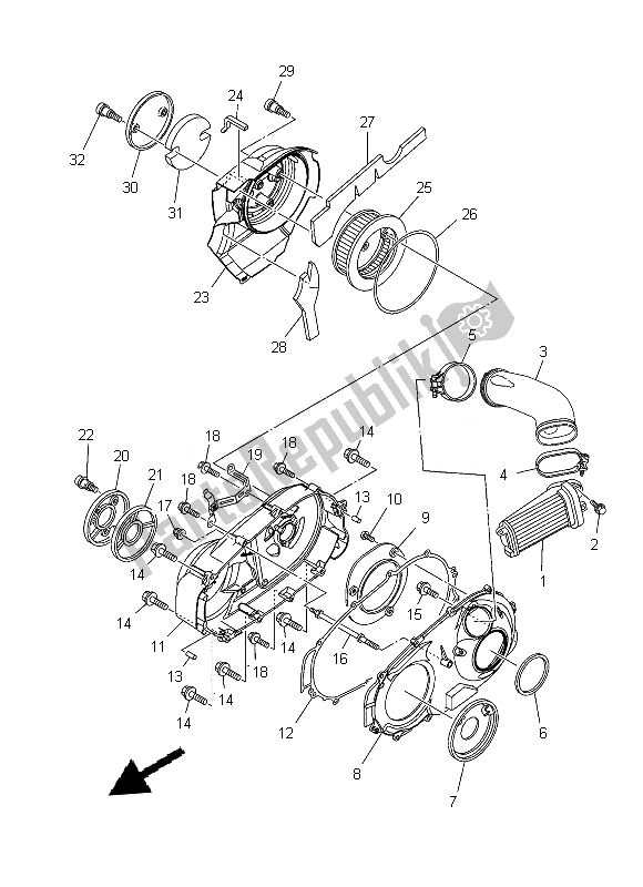 All parts for the Crankcase Cover 2 of the Yamaha XP 500A 2013