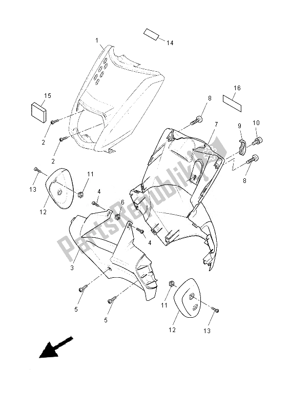 All parts for the Leg Shield of the Yamaha EW 50N 2013