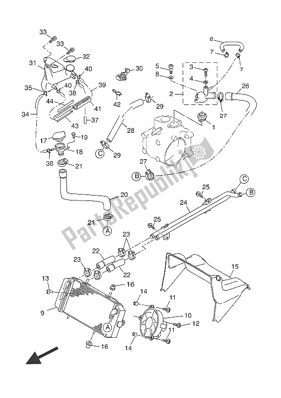 Tutte le parti per il Tubo Del Radiatore del Yamaha YP 250R 2016