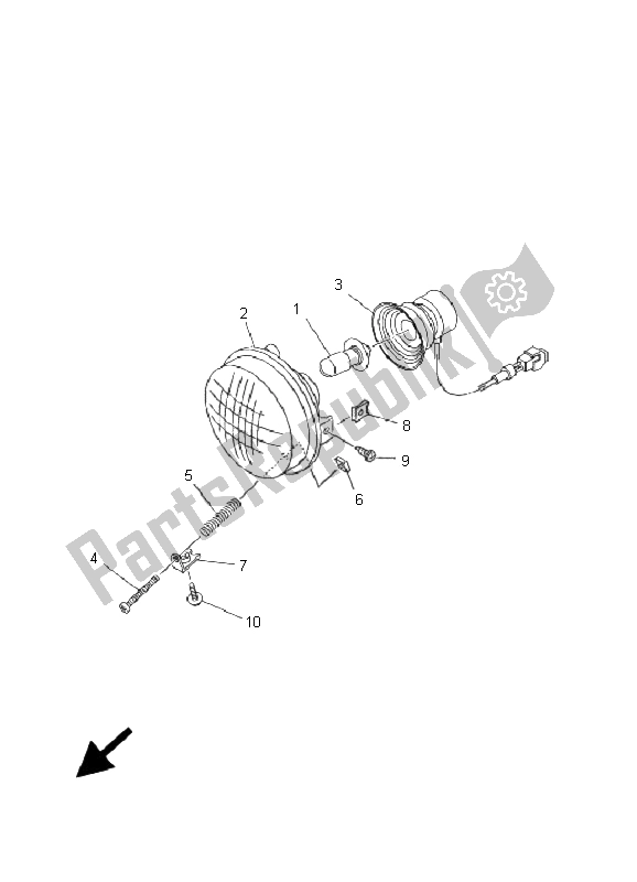 All parts for the Headlight of the Yamaha YFM 125 Grizzly 2008