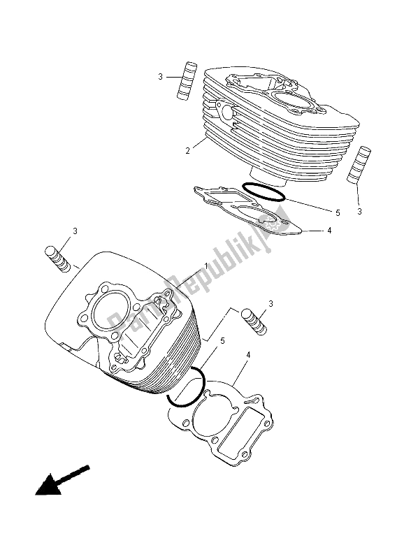 All parts for the Cylinder of the Yamaha XVS 125 Dragstar 2000