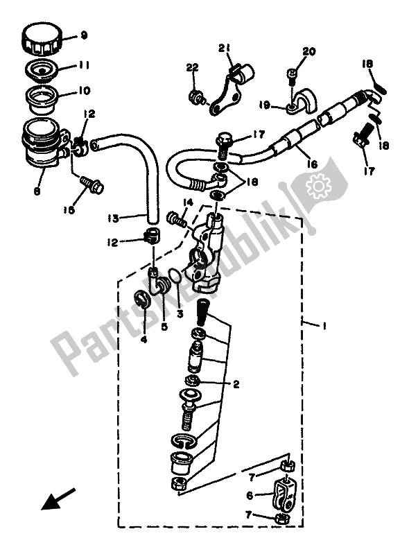 Toutes les pièces pour le Maître-cylindre Arrière du Yamaha YZ 125F LC 1994