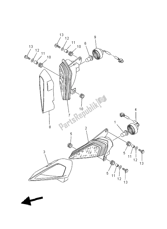 All parts for the Headlight of the Yamaha YFM 350R 2012