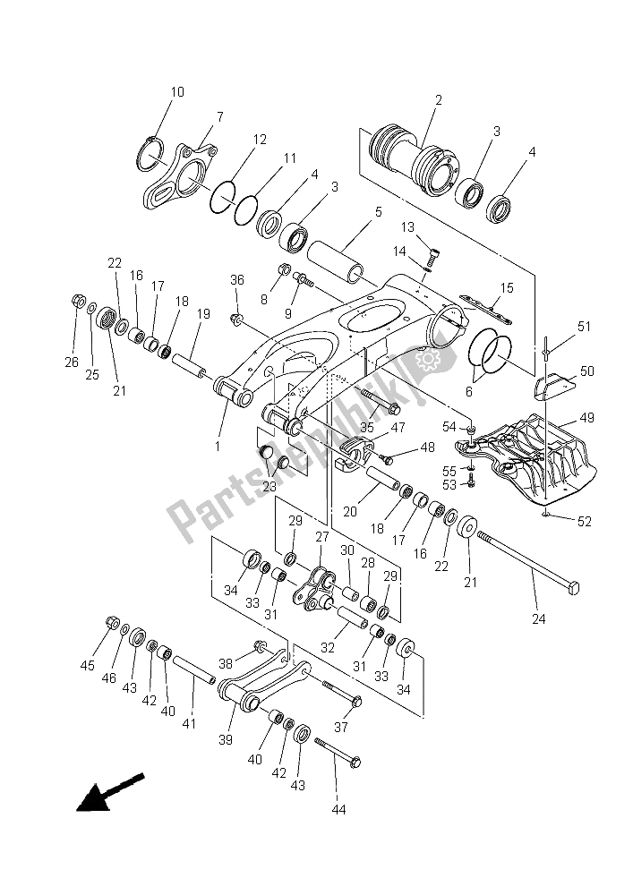 All parts for the Rear Arm of the Yamaha YFZ 450R 2015