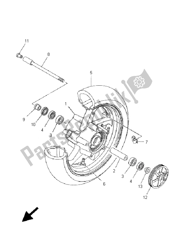 All parts for the Front Wheel of the Yamaha XP 500A T MAX 2007