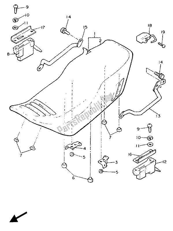 All parts for the Seat of the Yamaha XJ 900F 1989