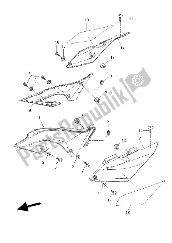 All parts for the Side Cover of the Yamaha WR 125X 2011