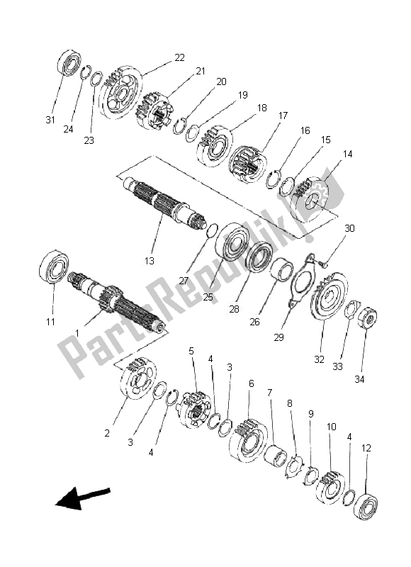 All parts for the Transmission of the Yamaha MT 03 25 KW 660 2007