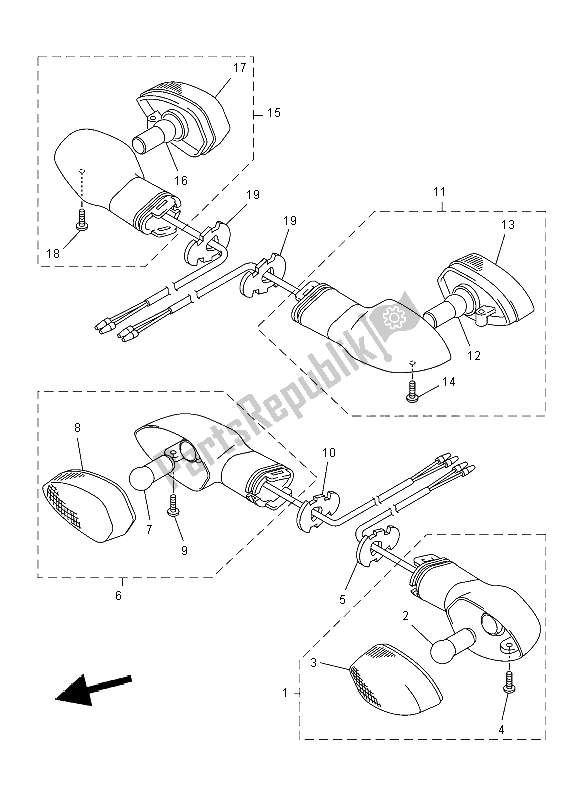 All parts for the Flasher Light of the Yamaha FZ8 N 800 2012
