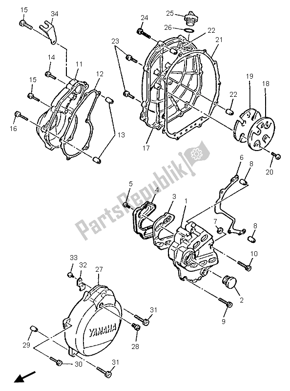 Toutes les pièces pour le Couvercle De Carter 1 du Yamaha YZF 600R Thundercat 1996