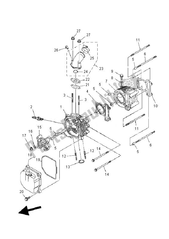 All parts for the Cylinder of the Yamaha YFM 90R 2010