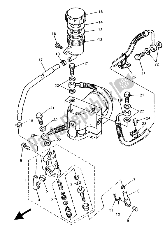 Todas las partes para Cilindro Maestro Trasero de Yamaha GTS 1000A 1993