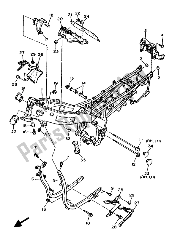 Tutte le parti per il Telaio del Yamaha FZR 600 Genesis 1993