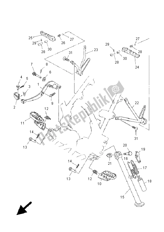 Toutes les pièces pour le Support Et Repose-pieds du Yamaha DT 125X 2005