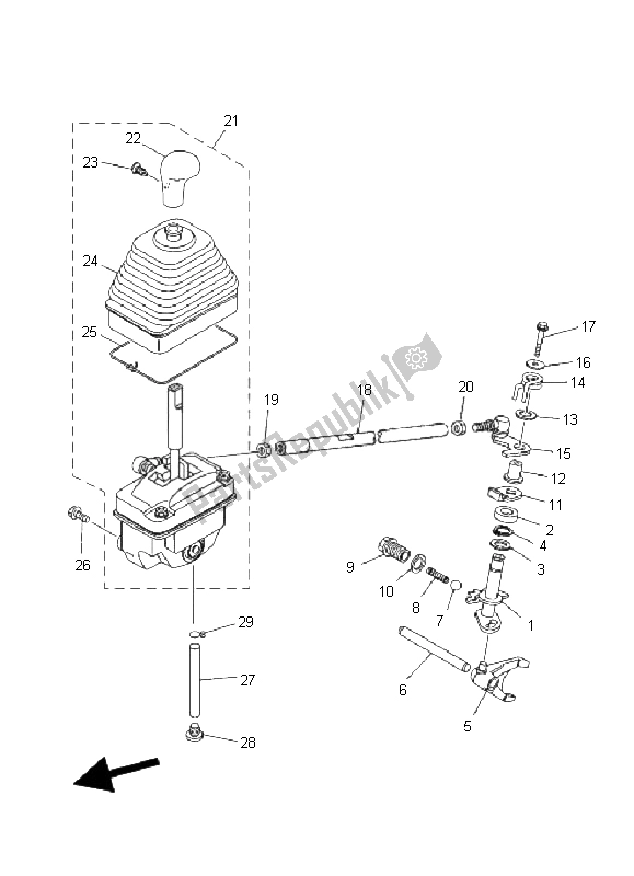 All parts for the Shift Shaft of the Yamaha YFM 350 FA Bruin 2X4 2004