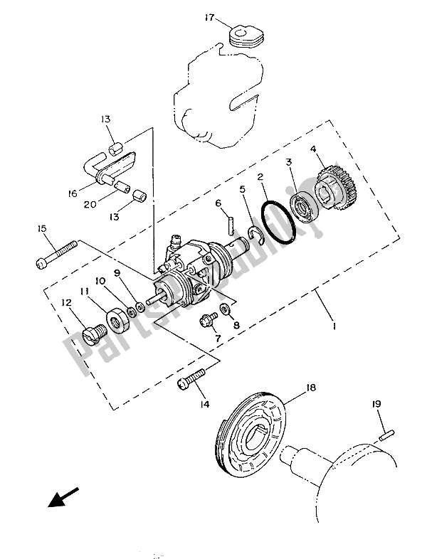 Todas as partes de Bomba De óleo do Yamaha PW 80 1986