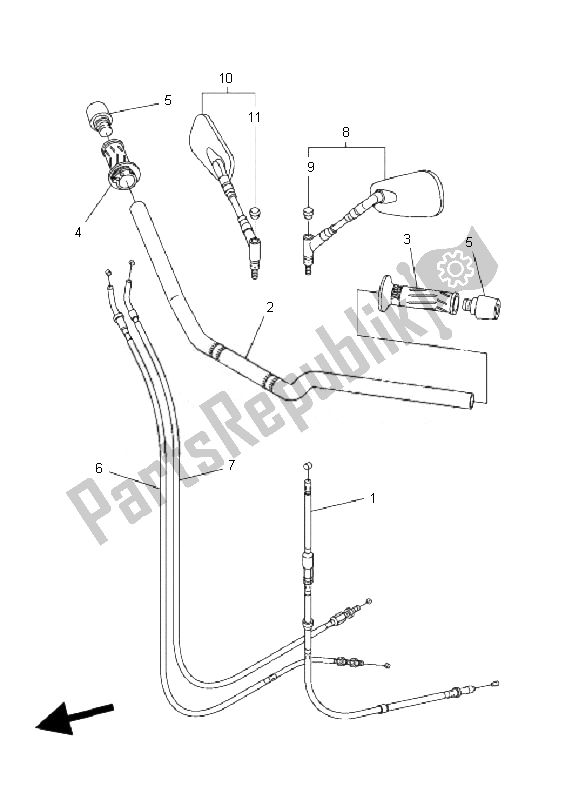 All parts for the Steering Handle & Cable of the Yamaha FZ6 NHG 600 2007