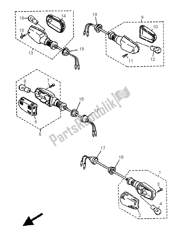 Tutte le parti per il Luce Lampeggiante del Yamaha XJ 600N 1997