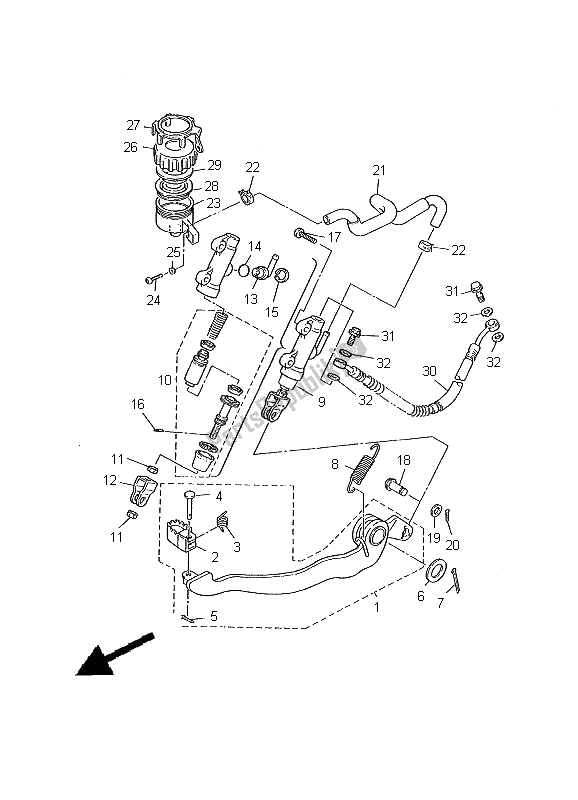 Wszystkie części do Tylny Cylinder G?ówny Yamaha XT 600E 2000