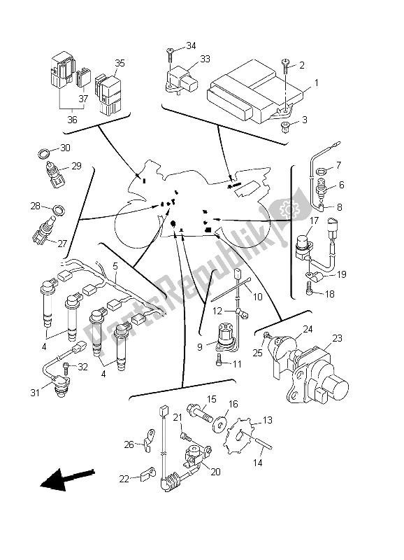 Wszystkie części do Elektryczny 1 Yamaha YZF R1 1000 2002