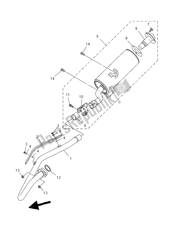 All parts for the Exhaust of the Yamaha YFM 250R 2012