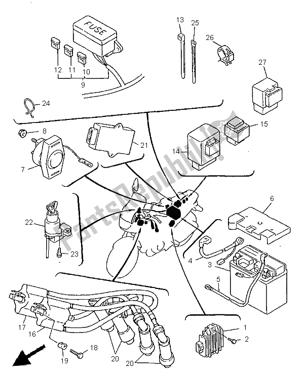 Toutes les pièces pour le électrique 1 du Yamaha XJ 600N 1999