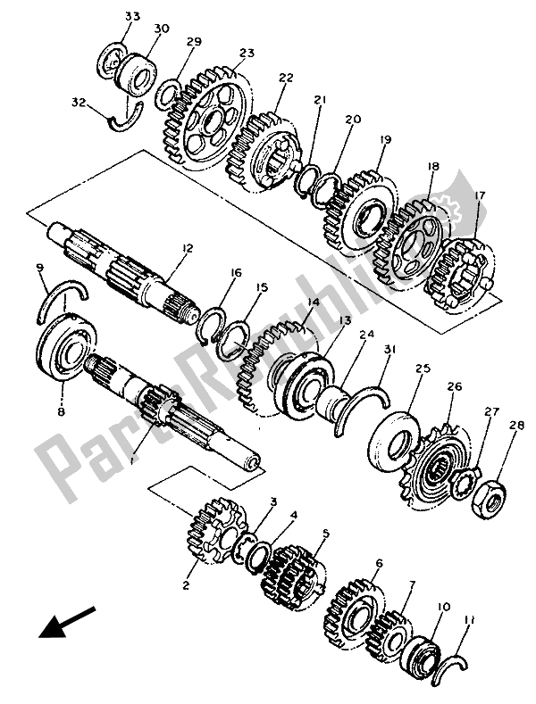 Toutes les pièces pour le Transmission du Yamaha FZR 600 Genesis 1989