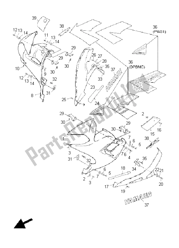 Tutte le parti per il Cowling 2 del Yamaha TZR 50 2008