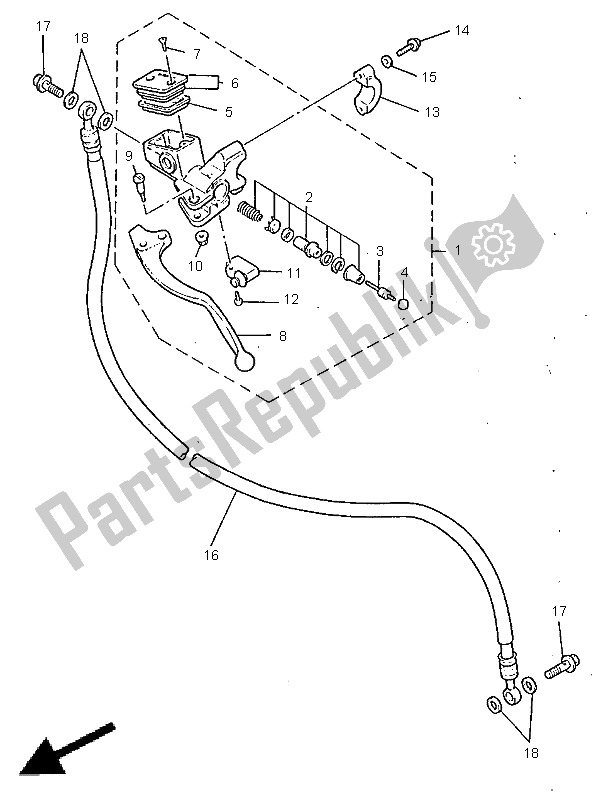 All parts for the Front Master Cylinder 3 of the Yamaha GTS 1000A 1998