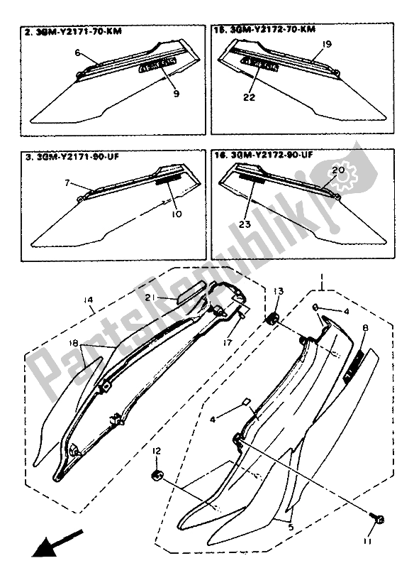 Wszystkie części do Pokrywa Boczna I Zbiornik Oleju Yamaha FZR 1000 1991