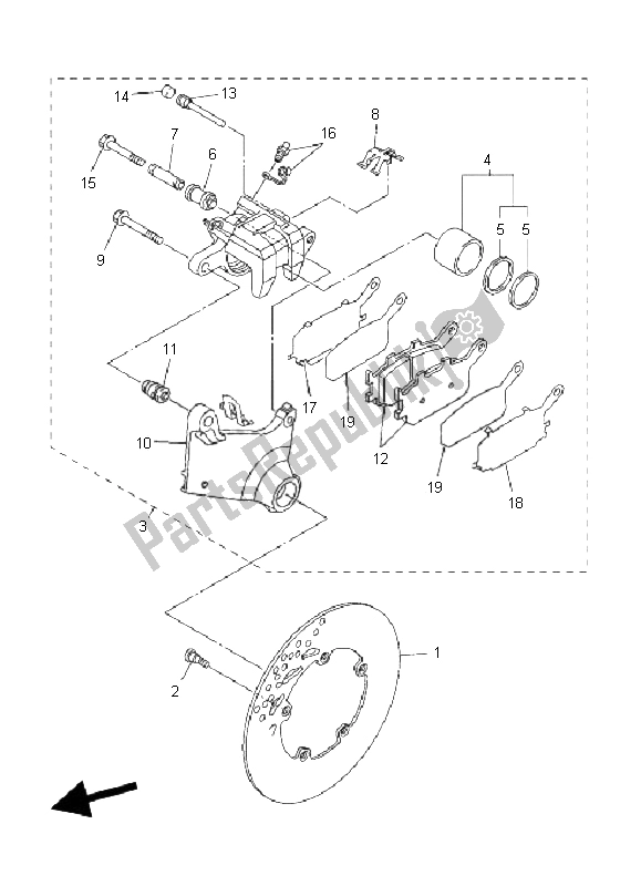 All parts for the Rear Brake Caliper of the Yamaha FZ6 SHG Fazer 600 2008