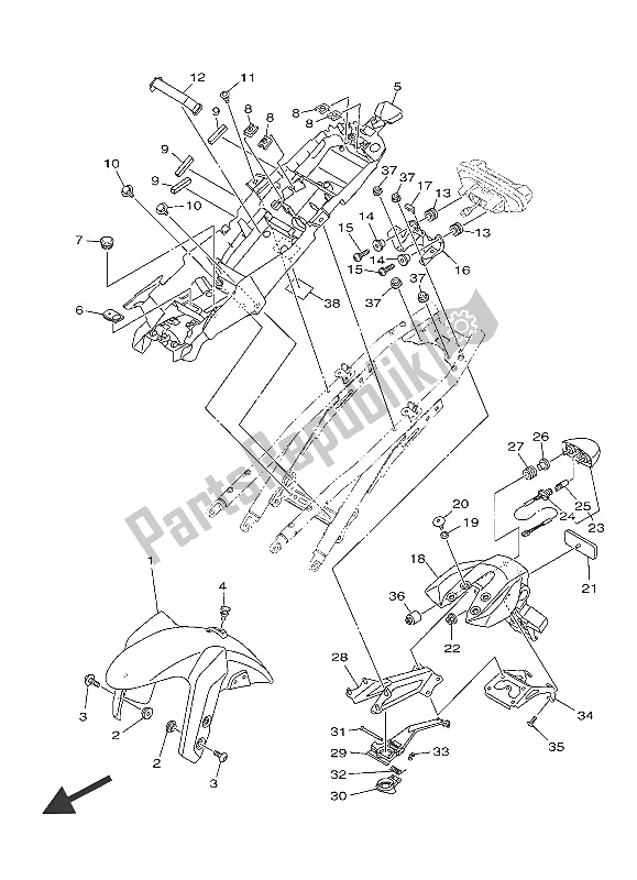 Tutte le parti per il Parafango del Yamaha MT 09 900 2016