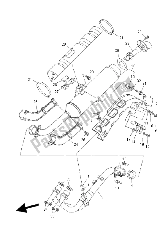 All parts for the Exhaust of the Yamaha YFM 700F Grizzly EPS 2011