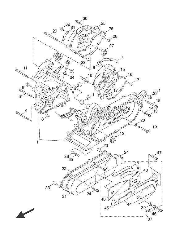 All parts for the Crankcase of the Yamaha NS 50F 2016