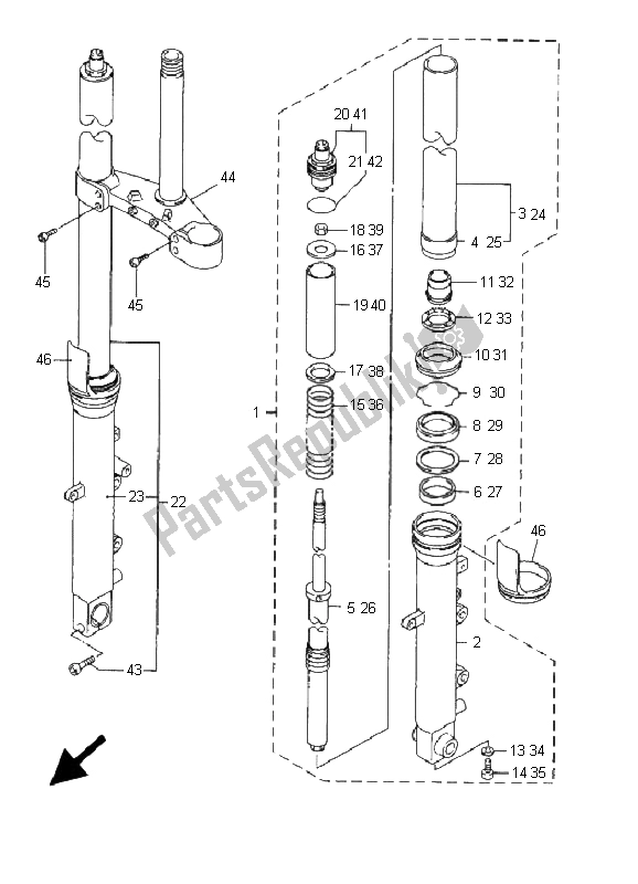 Tutte le parti per il Forcella Anteriore del Yamaha YZF R6 600 2001