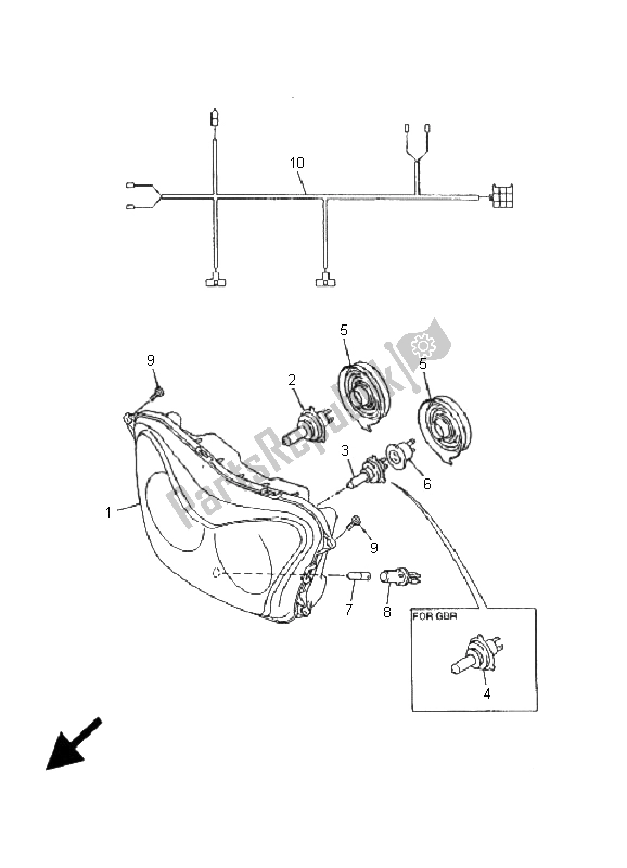 Tutte le parti per il Faro del Yamaha YZF 1000R Thunderace 2001