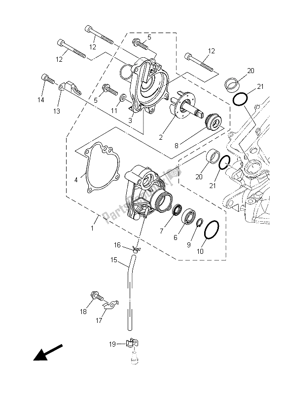 All parts for the Water Pump of the Yamaha XT 1200Z 2015