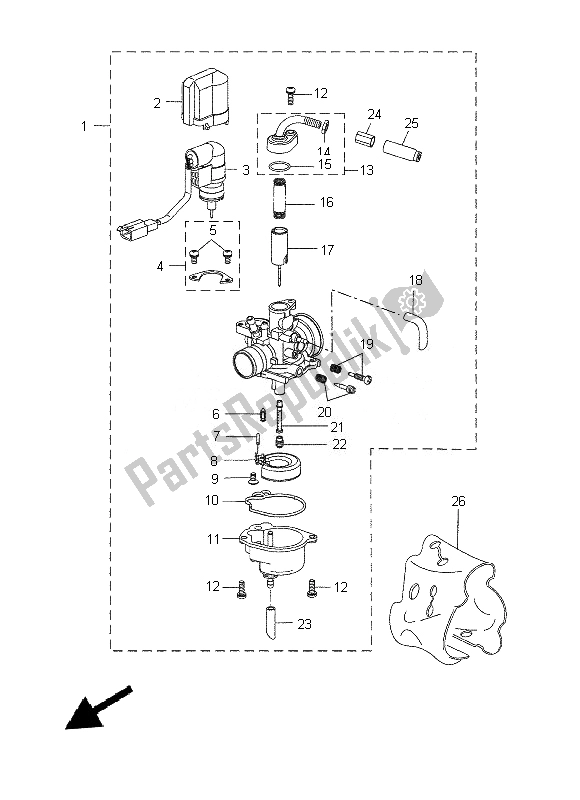 Tutte le parti per il Carburatore del Yamaha CW 50N 2013