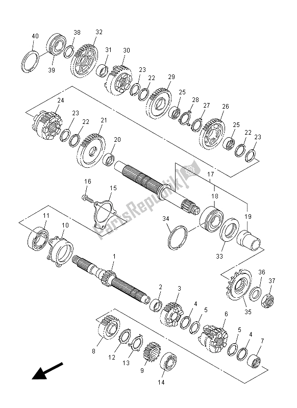 All parts for the Transmission of the Yamaha FZ1 SA 1000 2012