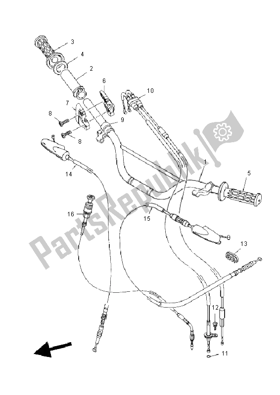 All parts for the Steering Handle & Cable of the Yamaha TT R 125E SW LW 2011