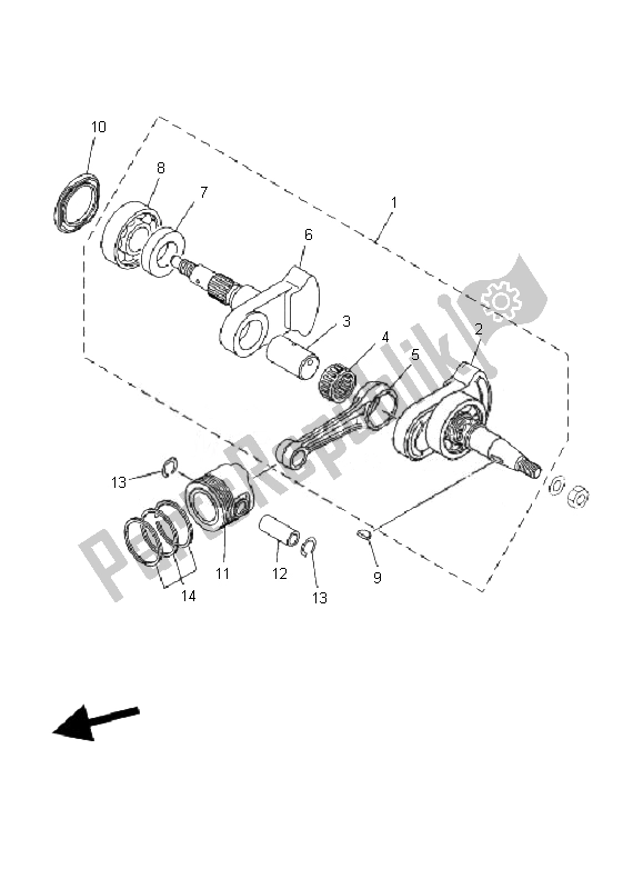 All parts for the Crankshaft & Piston of the Yamaha TT R 90 2007