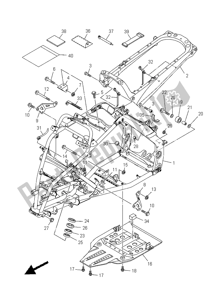 All parts for the Frame of the Yamaha YFM 700R 2015