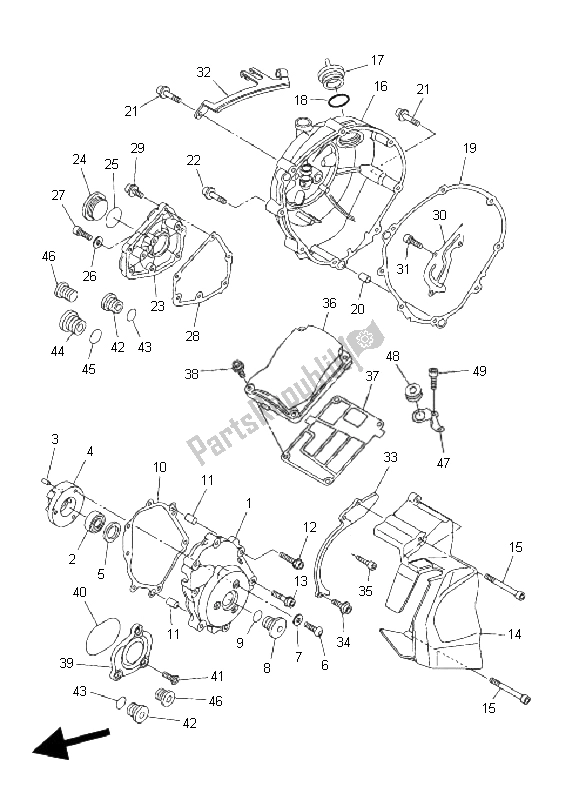 All parts for the Crankcase Cover 1 of the Yamaha FZ1 SA Fazer 1000 2009