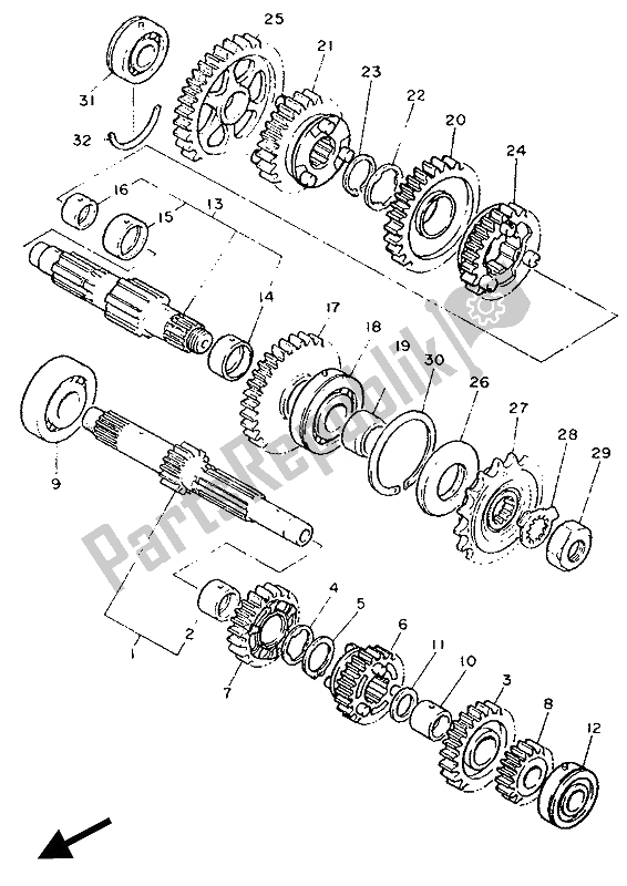 All parts for the Transmission of the Yamaha FZR 1000 1994